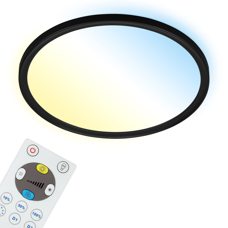 Plafonnier LED Slim noir Ø 29 cm blanc dimmable 2400 lm 18 W BRILONER