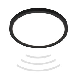 Plafonnier LED noir avec détecteur de mouvement IP44 blanc neutre 1900 lm 16 W BRILONER