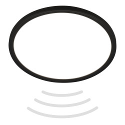 Plafonnier LED noir avec détecteur de mouvement IP44 blanc neutre 2400 lm 18 W BRILONER