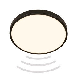 Plafonnier LED noir avec détecteur de mouvement IP54 blanc chaud 1300 lm 13 W BRILONER