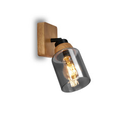 Spot carré en bois et verre fumé E27 10 W BRILONER