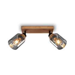 Spot rectangulaire en bois et verre fumé E27 2 x 10 W BRILONER