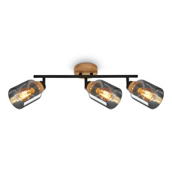 Spot rond en bois et verre fumé E27 3 x 10 W BRILONER