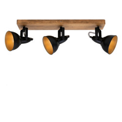 Spot avec base en bois noir et or E14 3 x 25 W BRILONER