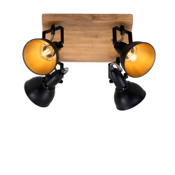Spot avec base en bois noir et or E14 4 x 25 W BRILONER