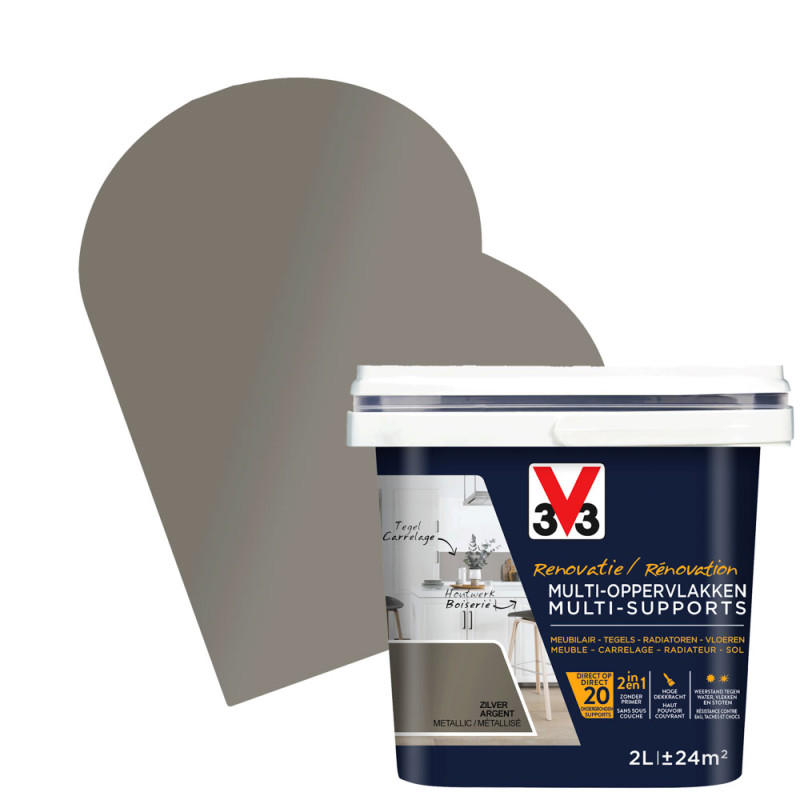 Peinture de rénovation multi-supports argent 2 L V33