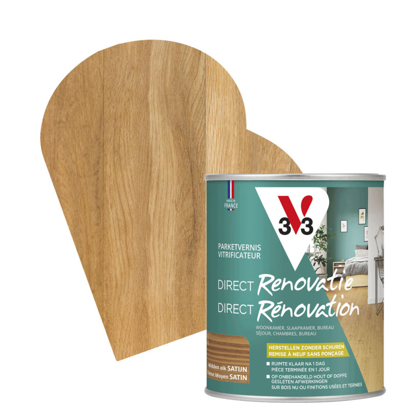Vitrificateur pour parquet Direct Rénovation chêne moyen satiné 0
