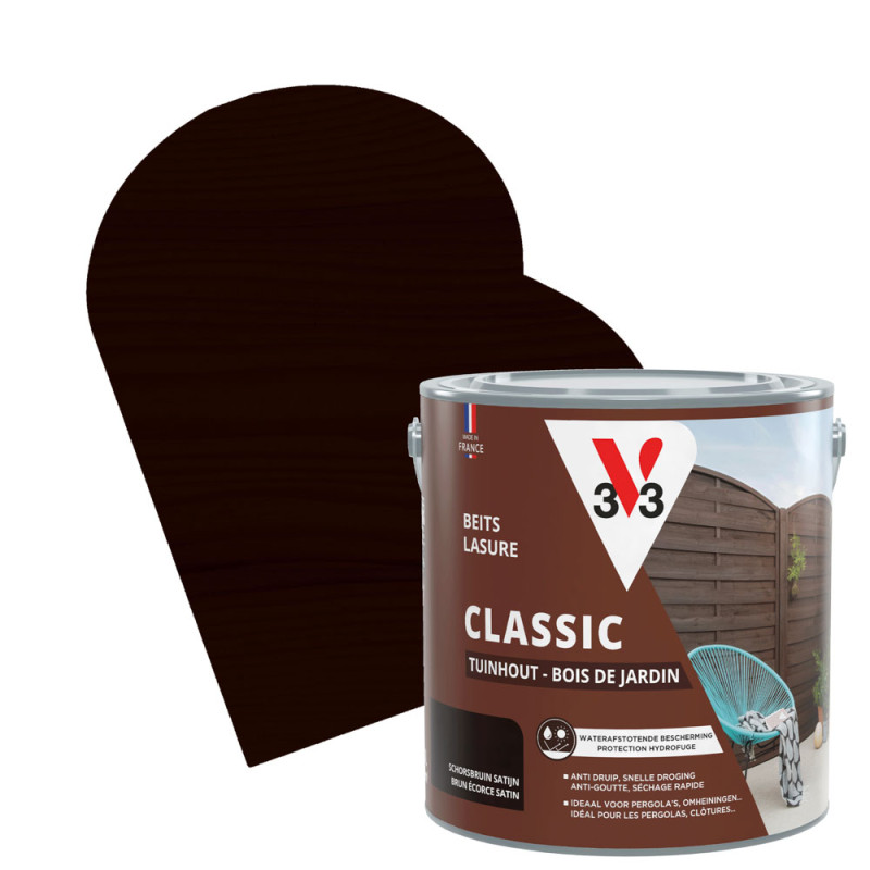 Lasure pour bois de jardin Classic brun écorce 2