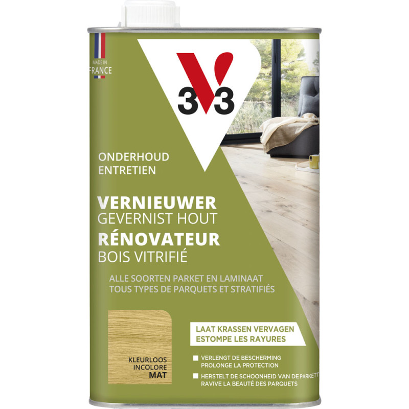 Rénovateur pour bois vitrifié incolore mat 1 L V33