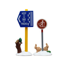 Set de figurines panneau ski de fond 2 pièces LEMAX