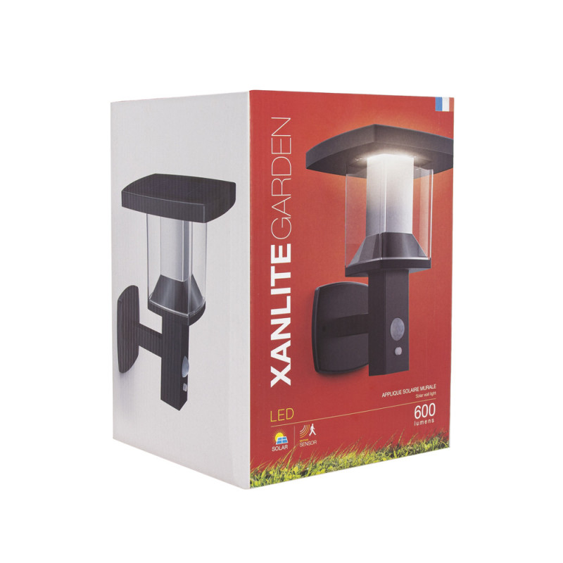 Applique LED solaire avec détecteur de mouvement noire 600 lm XANLITE