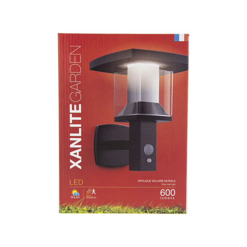 Applique LED solaire avec détecteur de mouvement noire 600 lm XANLITE
