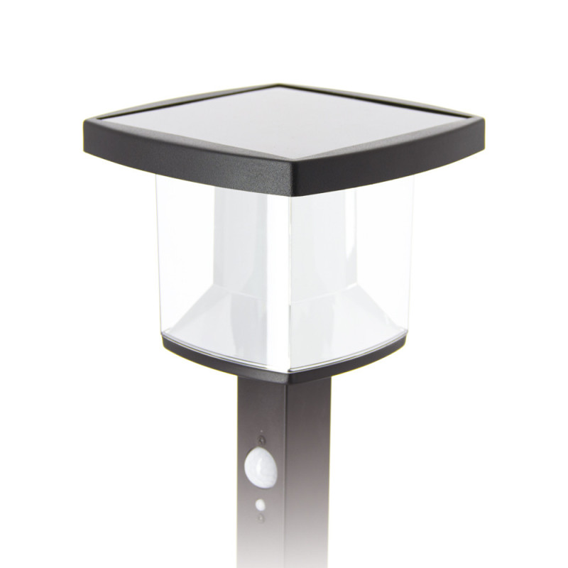 Borne LED solaire avec détecteur de mouvement noire 600 lm XANLITE