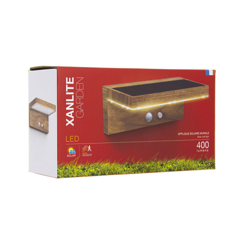 Applique LED solaire avec détecteur de mouvement bois 400 lm XANLITE