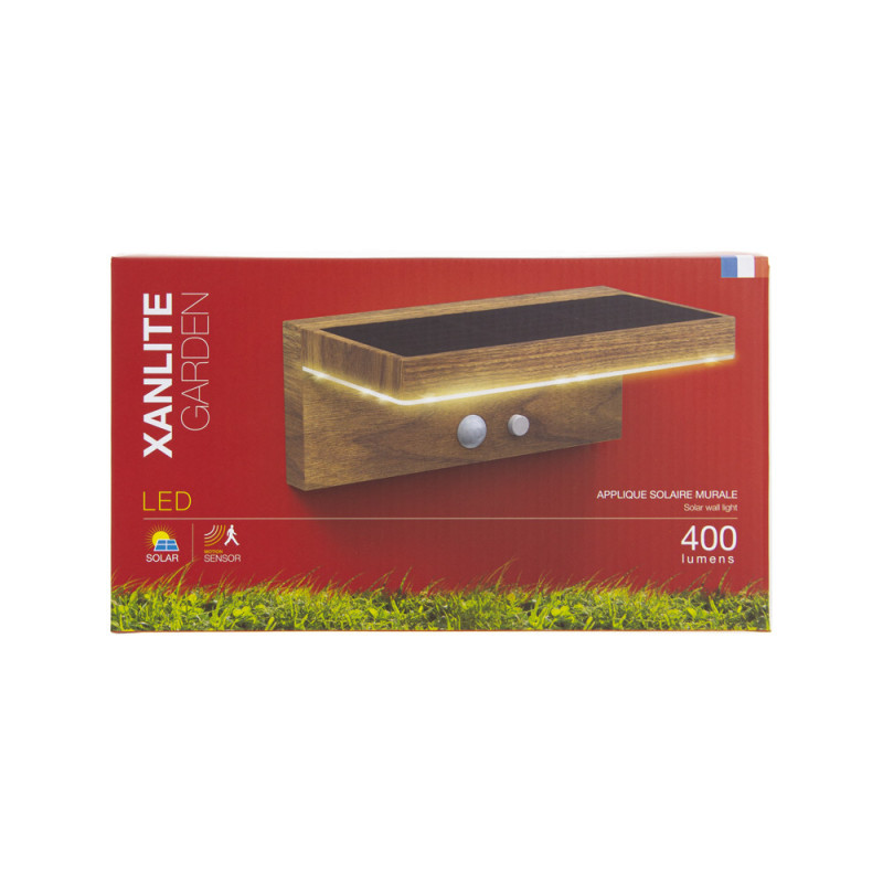 Applique LED solaire avec détecteur de mouvement bois 400 lm XANLITE