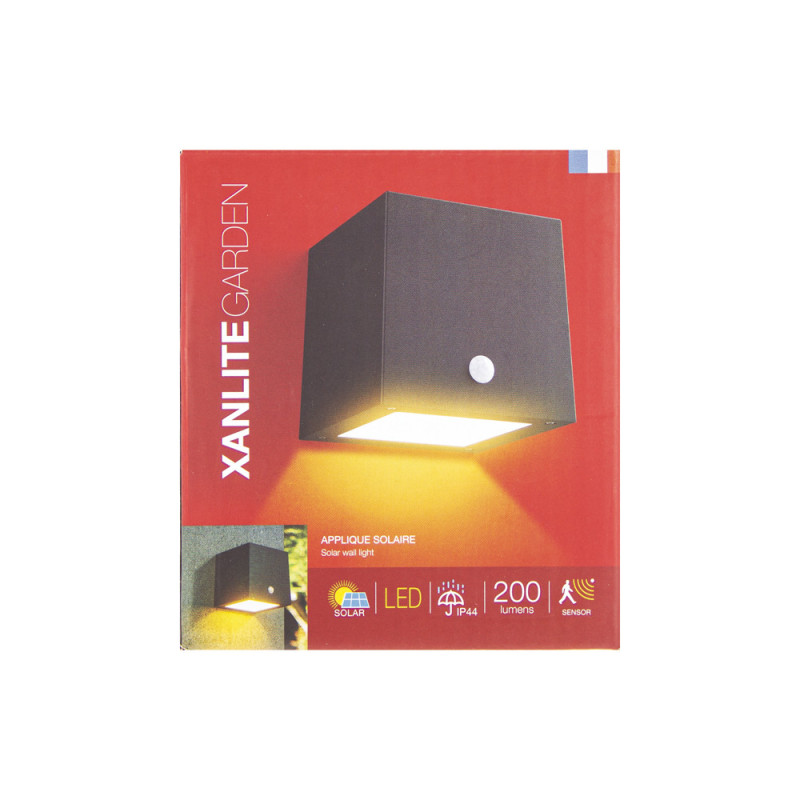 Applique LED solaire avec détecteur de mouvement noire 200 lm XANLITE Applique LED solaire avec détecteur de mouvement noire 200 lm XANLITE