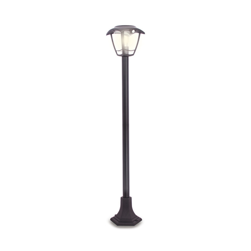 Borne LED solaire Rétro avec détecteur de mouvment noire 400 lm XANLITE