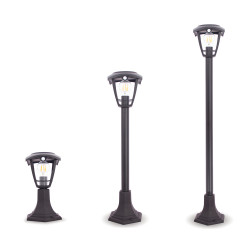 Borne LED solaire Rétro avec détecteur de mouvment noire 400 lm XANLITE Borne LED solaire Rétro avec détecteur de mouvment noire 400 lm XANLITE