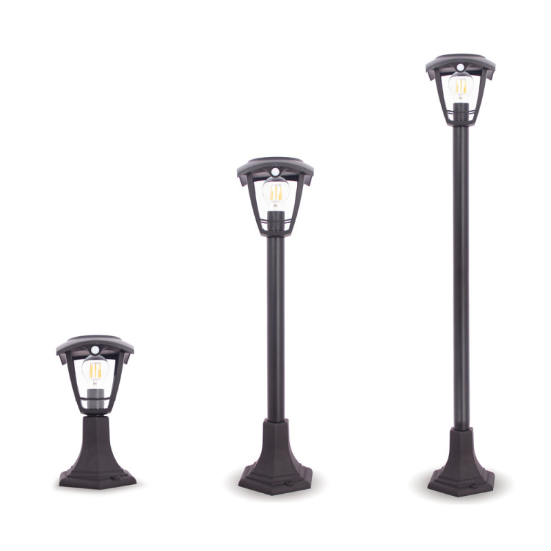 Borne LED solaire Rétro avec détecteur de mouvment noire 400 lm XANLITE Borne LED solaire Rétro avec détecteur de mouvment noire 400 lm XANLITE