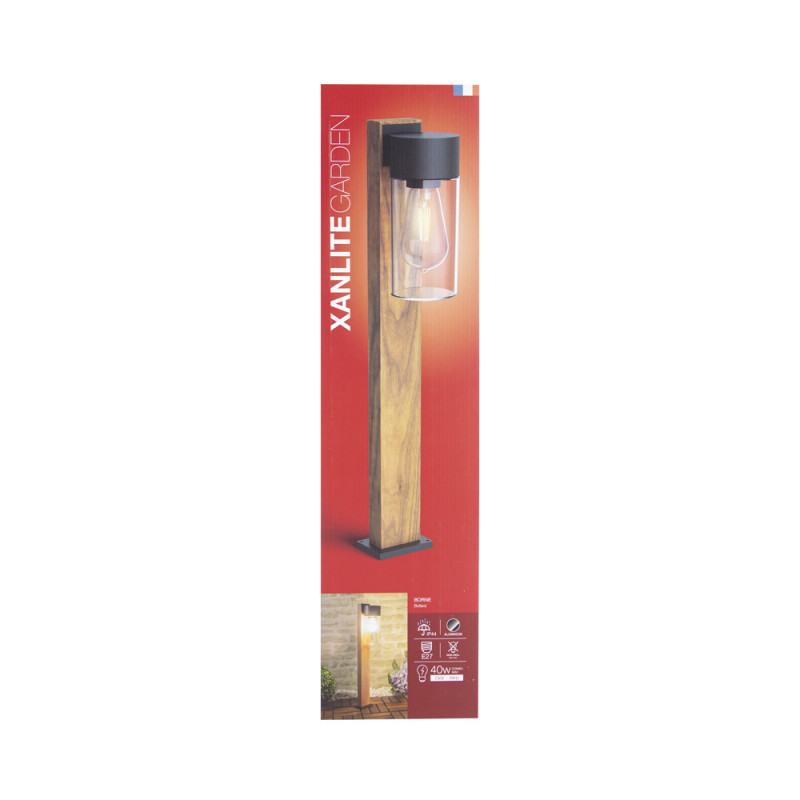 Borne extérieure effet bois E27 40 W XANLITE Borne extérieure effet bois E27 40 W XANLITE