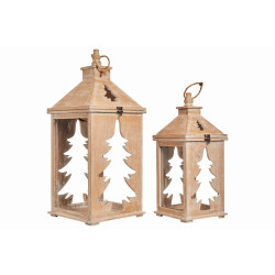 Lanterne sapin en bois 28 x 28 x 69 cm 2 pièces