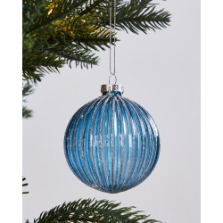 Boule de Noël en verre Fanore bleue Ø 8 cm EGLO