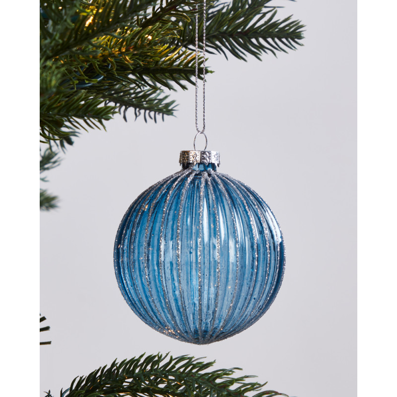 Boule de Noël en verre Fanore bleue Ø 8 cm EGLO