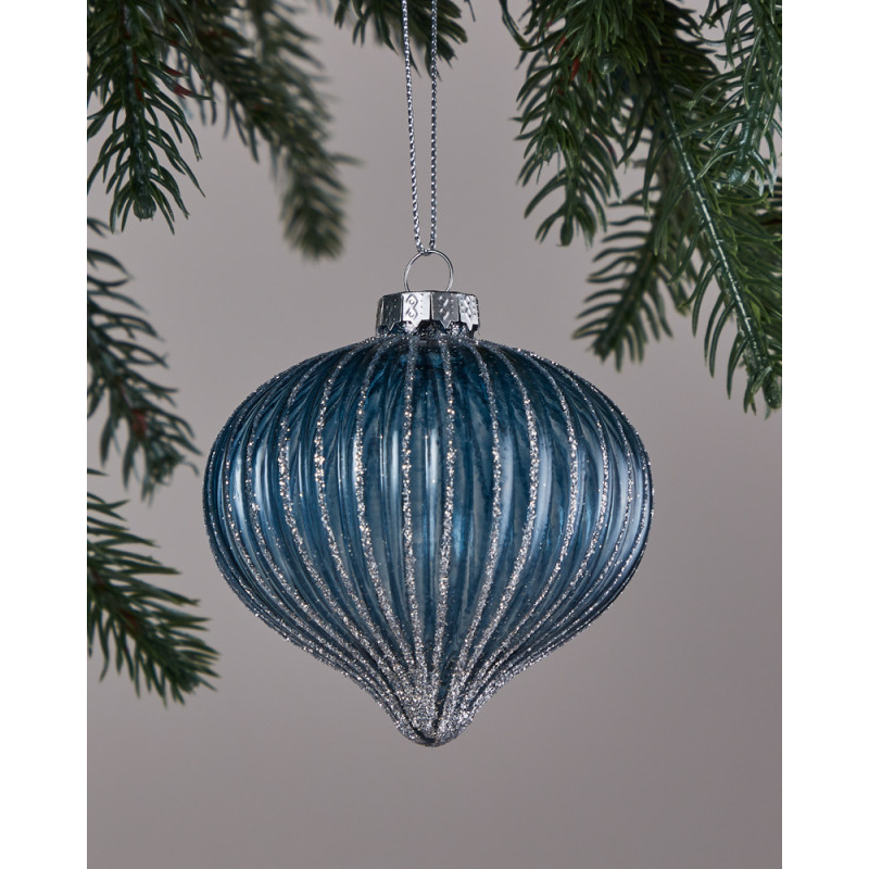 Boule de Noël en verre Fanore bleue Ø 8 cm EGLO