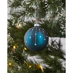 Boule de Noël en verre Fanore bleu foncé mat Ø 8 cm EGLO