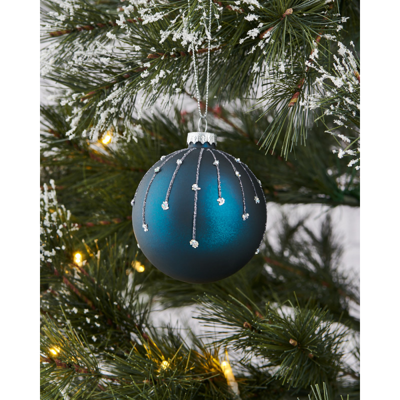 Boule de Noël en verre Fanore bleu foncé mat Ø 8 cm EGLO
