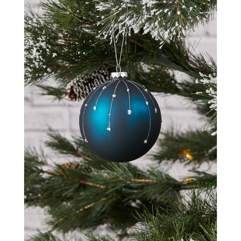 Boule de Noël en verre Fanore bleu foncé mat Ø 10 cm EGLO
