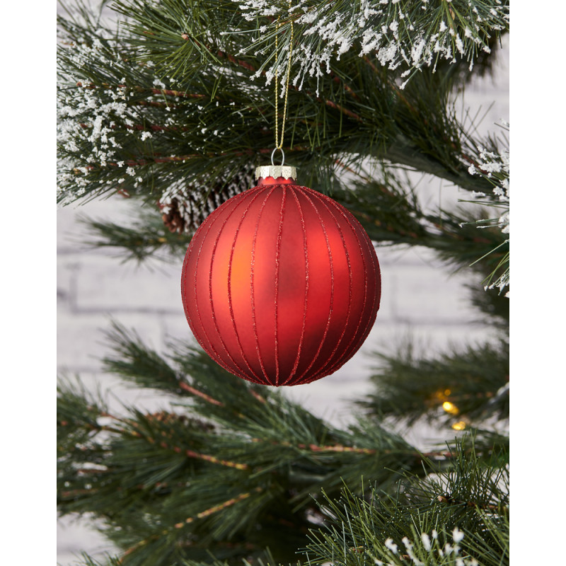 Boule de Noël en verre Fanore rouge mat Ø 10 cm EGLO