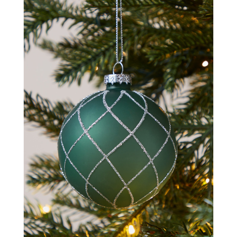 Boule de Noël en verre Fanore vert mat Ø 8 cm EGLO