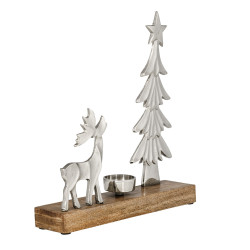 Bougeoir Baliguian en bois argenté 25 x 6 x 27 cm EGLO