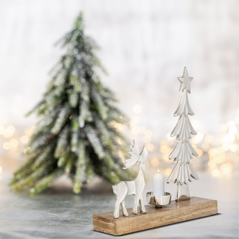 Bougeoir Baliguian en bois argenté 25 x 6 x 27 cm EGLO