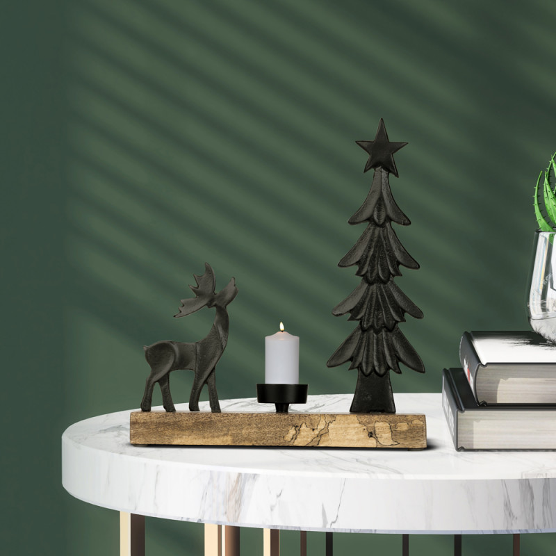 Bougeoir Baliguian en bois noir 25 x 6 x 27 cm EGLO