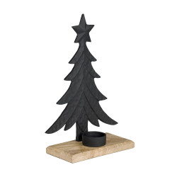 Bougeoir sapin Baliguian en bois noir 15 x 8 x 23 cm EGLO