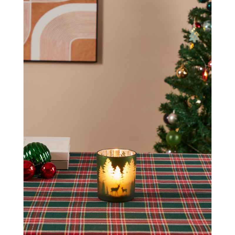 Photophore Lukut en verre vert Ø 9 x 10 cm EGLO