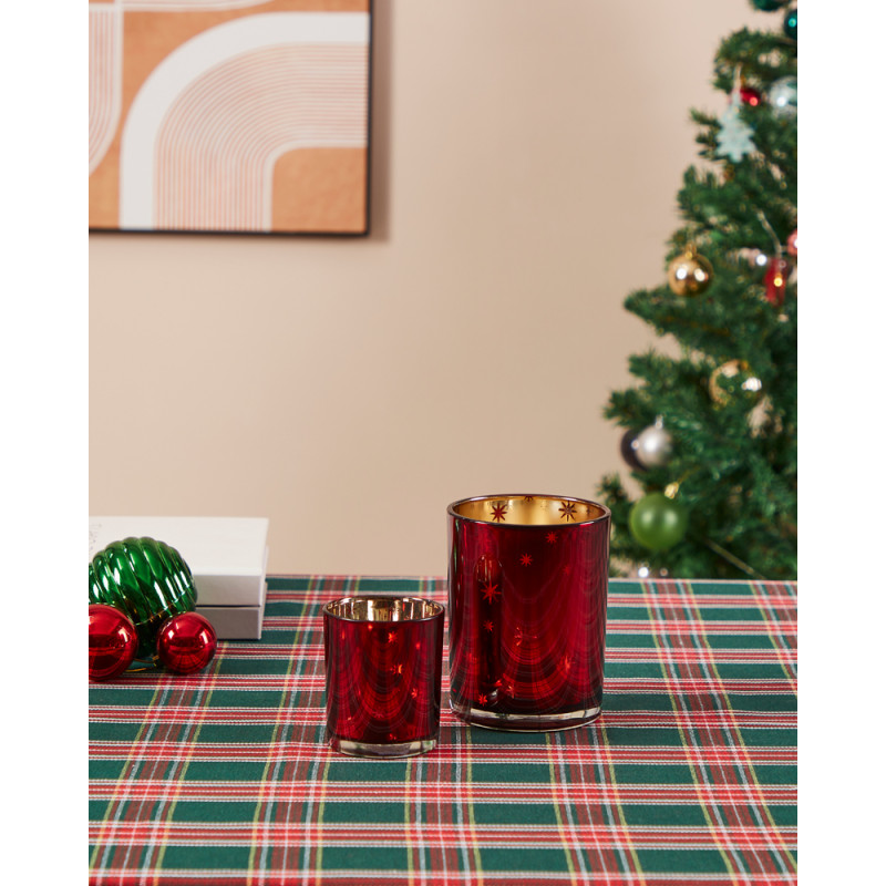 Photophore Lukut en verre rouge Ø 7 x 8 cm EGLO