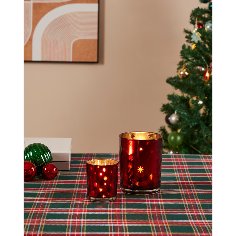 Photophore Lukut en verre rouge Ø 7 x 8 cm EGLO