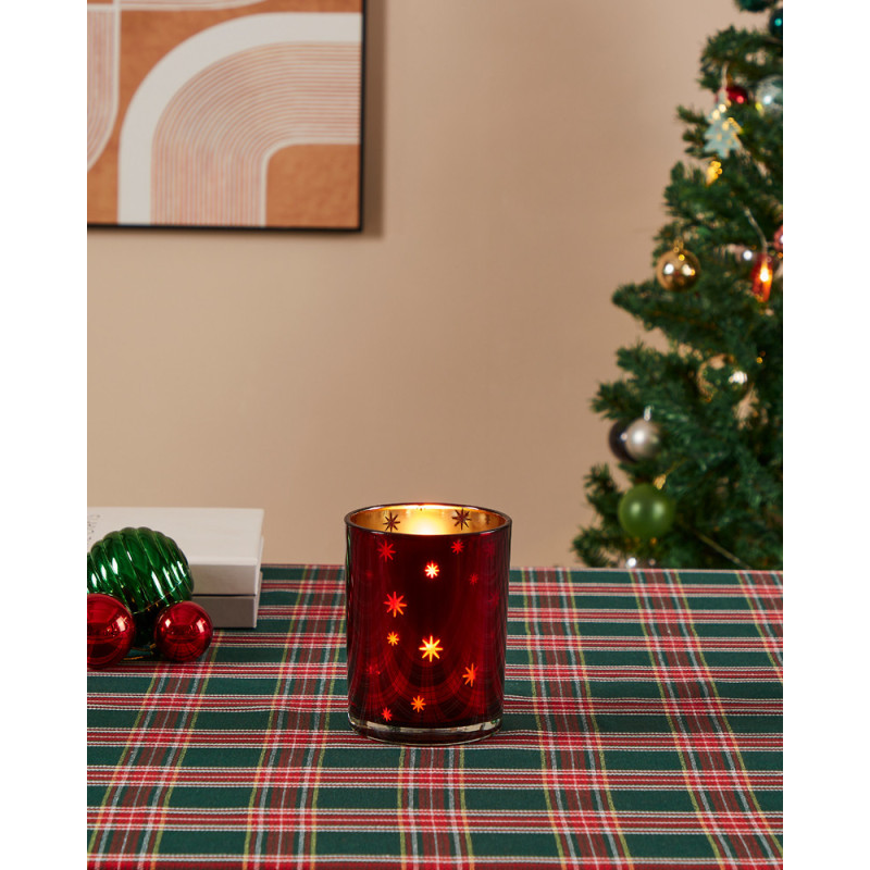 Photophore Lukut en verre rouge Ø 10 x 12