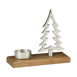 Bougeoir sapin Amoatsy en bois argenté 17 x 7 x 15