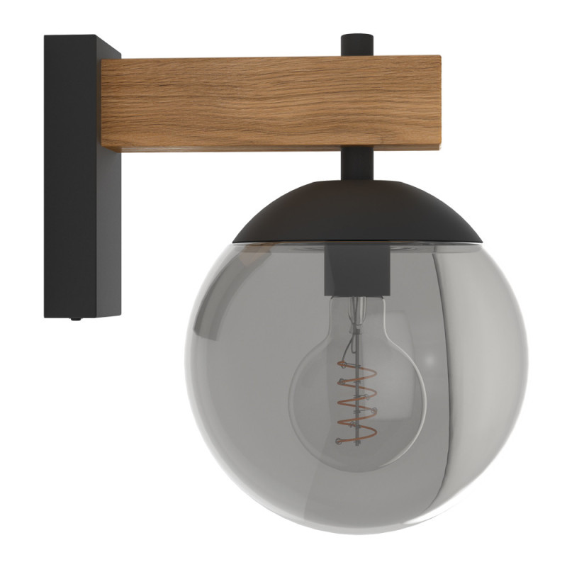 Applique extérieure Bufalata noire et bois E27 40 W