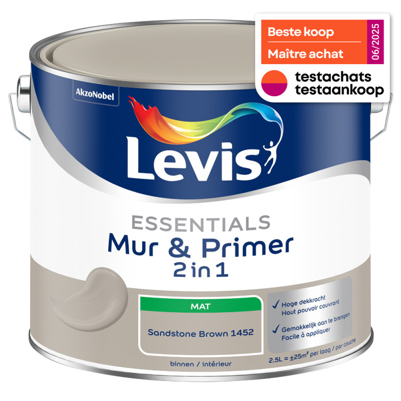 Peinture Murale Essentials 2-en-1 Brun Grès 2,5L