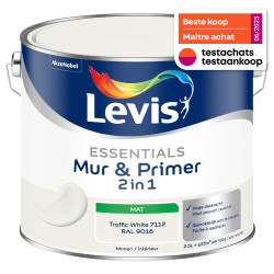 Peinture murale Essentials 2-en-1 Blanc Traffic 2,5 L | LEVIS