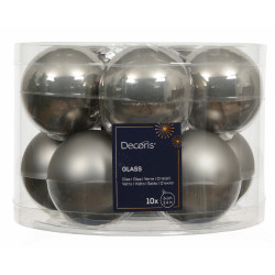 Set de boules de Noël en verre gris clair Ø 6 cm 10 pièces DECORIS