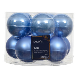 Set de boules de Noël en verre bleu ciel Ø 6 cm 10 pièces DECORIS