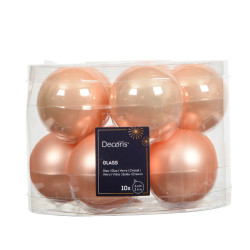 Set de boules de Noël en verre pêche Ø 6 cm 10 pièces DECORIS