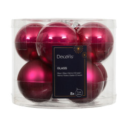 Set de boules de Noël en verre rose festif Ø 7 cm 8 pièces DECORIS