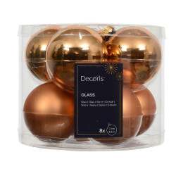 Set de boules de Noël en verre cognac Ø 7 cm 8 pièces DECORIS